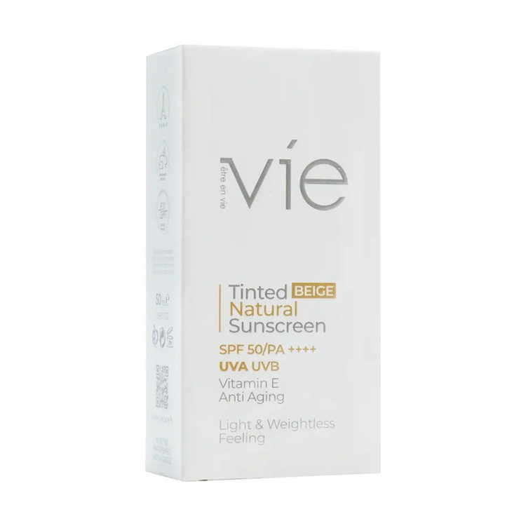 کرم ضد آفتاب بژ طبیعی صورت وی اتقه ان وی spf50 مدل Anti Aging محافظ در برابر UVA & UVB مناسب برای انواع پوست حجم 50 میلیلیتر