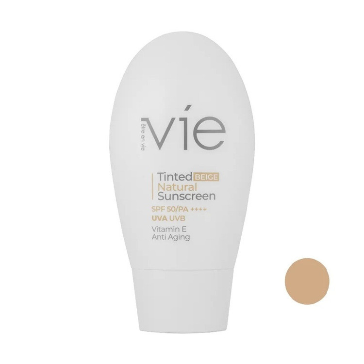 کرم ضد آفتاب بژ طبیعی صورت وی اتقه ان وی spf50 مدل Anti Aging محافظ در برابر UVA & UVB مناسب برای انواع پوست حجم 50 میلیلیتر
