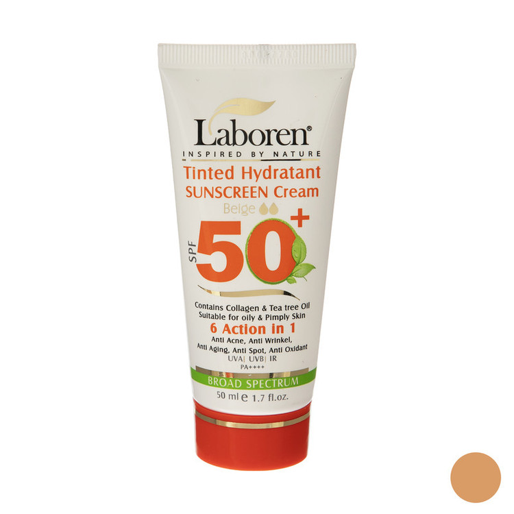 کرم ضد آفتاب رنگی صورت لابورن SPF 50 مدل 02 مناسب برای چرب حجم 50 میلیلیتر