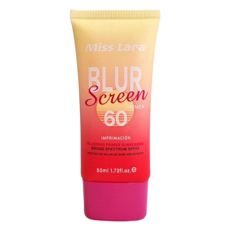 کرم ضد آفتاب بی رنگ میس لارا SPF 60 مدل Blur screen primer محافظ UVA ،UVB و PA+++ مناسب برای انواع پوست حجم 50 میلیلیتر