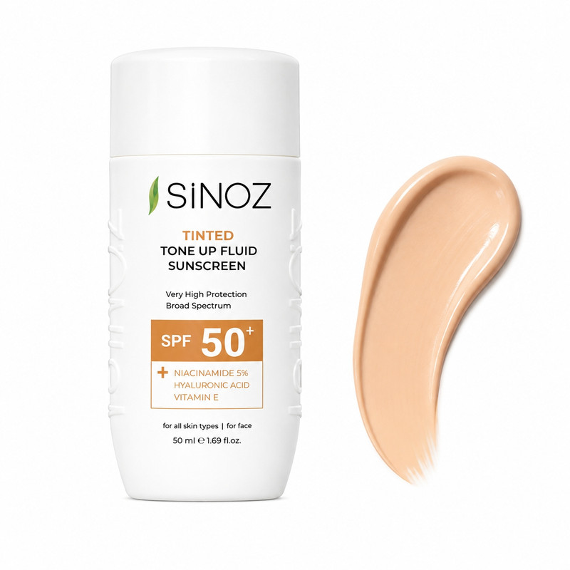 کرم ضد آفتاب رنگی صورت سینوز SPF 50+ مدل Tone-Up محافظ در برابر اشعه UVA و UVB مناسب برای انواع پوست حجم 50 میلی‌لیتر