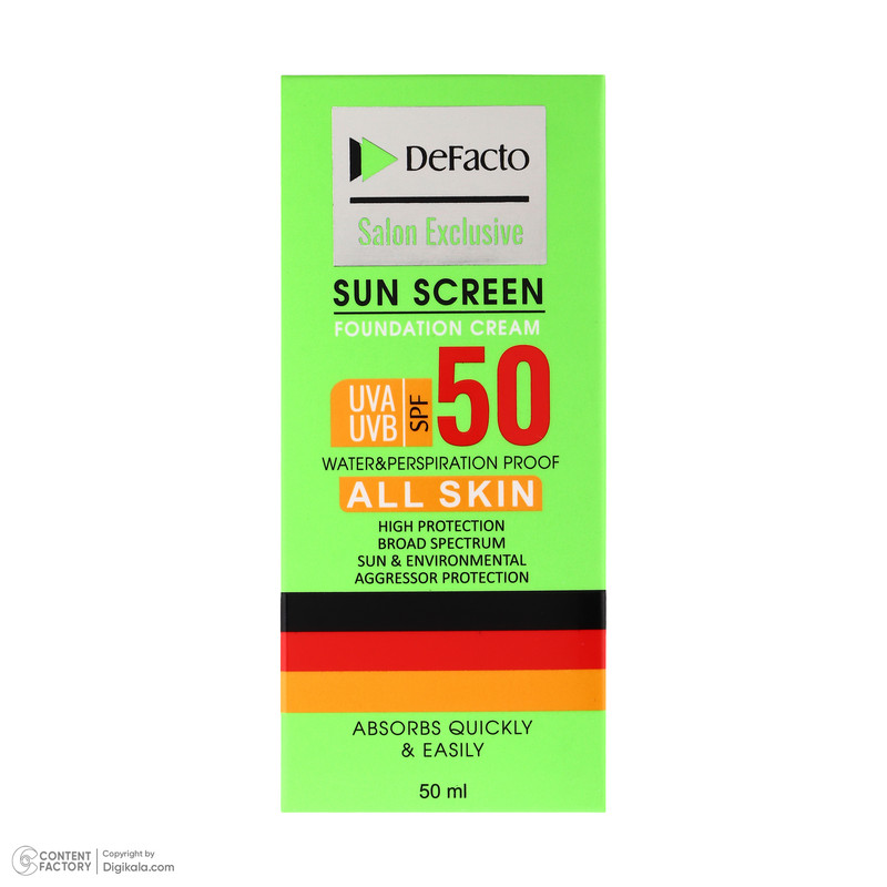 کرم ضد آفتاب رنگی دیفکتو SPF 50 مدل 02 مناسب برای انواع پوست حجم 50 میلیلیتر