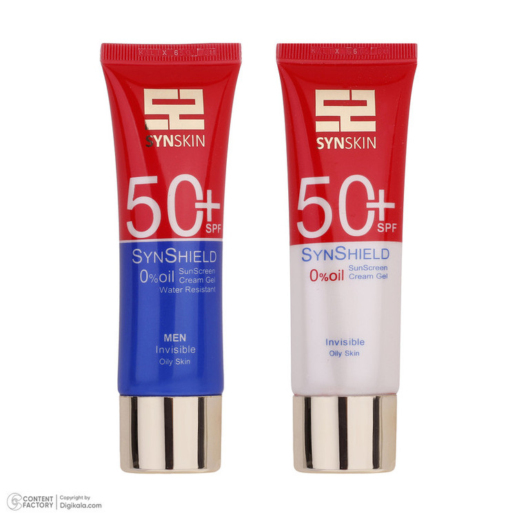 ژل کرم ضدآفتاب بیرنگ ساین اسکین SPF50 مدل ساین شیلد، مناسب پوستهای چرب، حجم 50 میلیلیتر به همراه کرم ژل ضدآفتاب آقایان مدل ساین شیلد