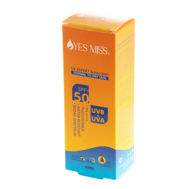 کرم ضد آفتاب بی رنگ صورت یس میس مدل 01 ++++SPF 50 ,PA پوست نرمال تا خشک حجم 50 میلی لیتر
