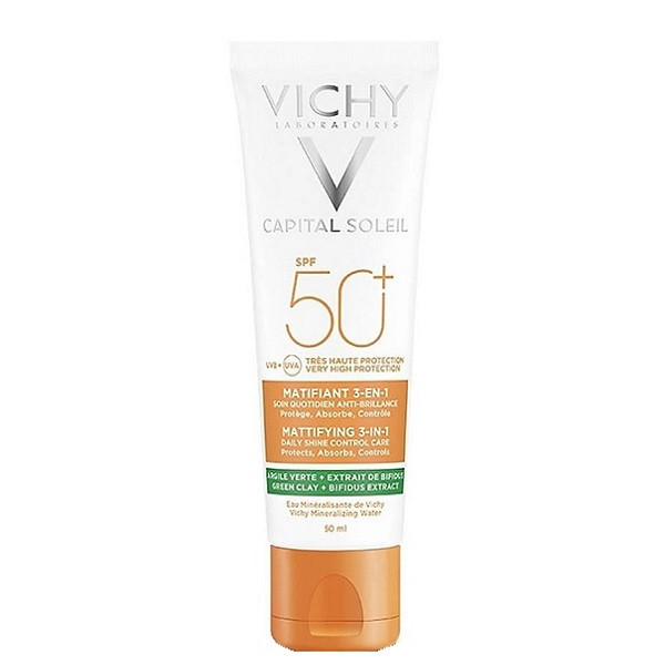 کرم ضد آفتاب بدون رنگ ویشی SPF 50 مدل کاپیتال سولیل مناسب انواع پوست حجم 50 میلیلیتر