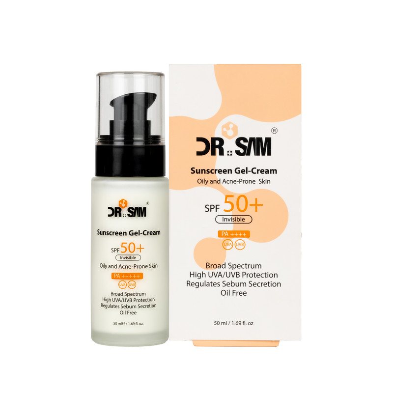 ژل کرم ضد آفتاب بی رنگ دکتر سام SPF 50 مدل S-S محافظ UVA ,UVB و PA++++, مناسب پوست برای چرب و مستعد آکنه حجم 50 میلی لیتر