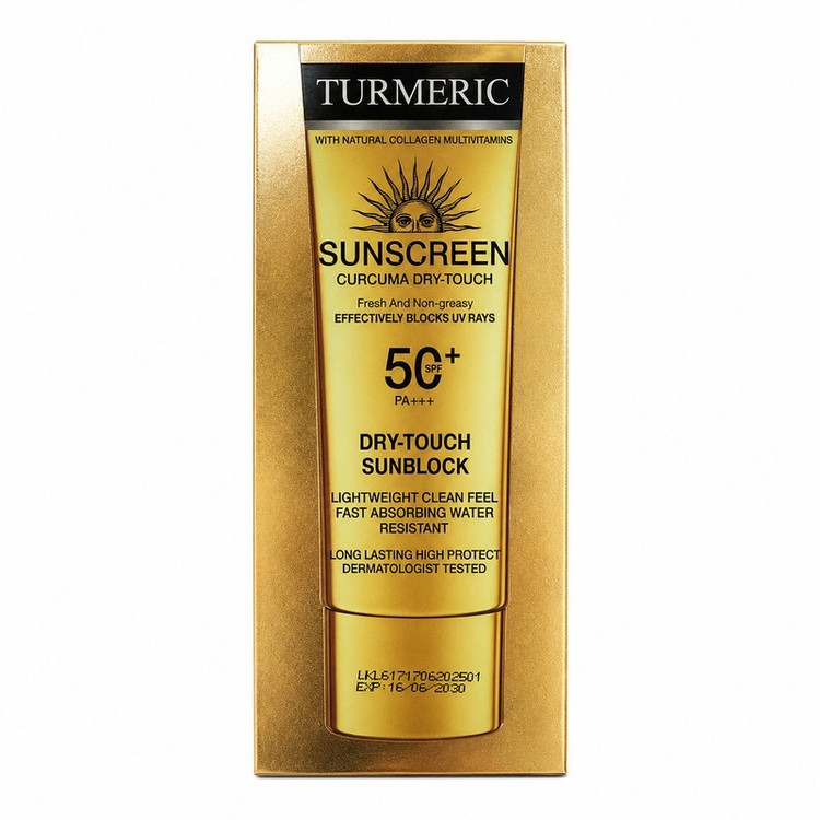 کرم ضد آفتاب بدون رنگ مناسب دست و صورت وکالی SPF50 مدل Curcuma Dry-Touch محافظت در برابر UVA و UVB مناسب انواع پوست حجم 100 میلی لیتر