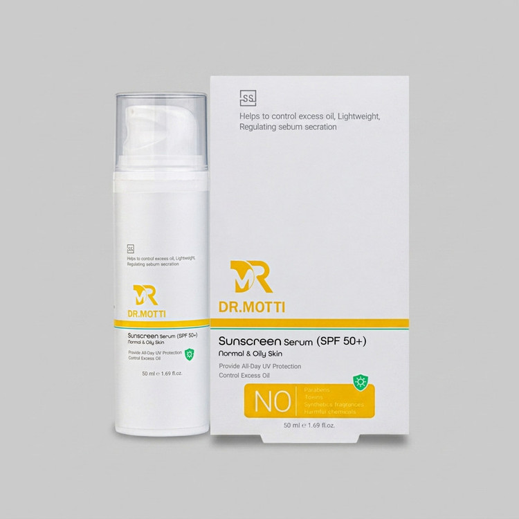 سرم ضد آفتاب بی رنگ صورت و بدن برند دکتر متی spf 50+ مدل O-S محافظ در برابر اشعه uva و uvb مناسب برای پوست های نرمال و چرب حجم 50 میلی لیتر
