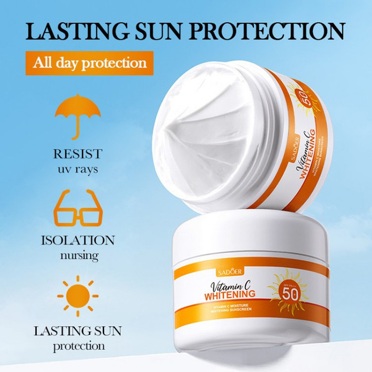 کرم ضد آفتاب بیرنگ دست، صورت سادور SPF 50 مدل Vitamin C ، محافظ +++UVA،UVB،PA، مناسب برای انواع پوست حجم ۵۰ میلیلیتر