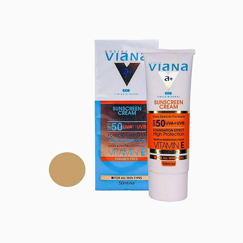 کرم ضد آفتاب رنگی ویانا SPF50 شماره 4 مناسب انواع پوست حجم 50 میلی لیتر