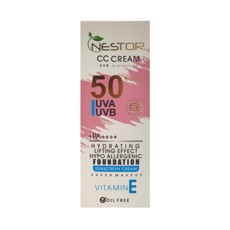 کرم ضد آفتاب رنگی نستور SPF 50 شماره 3 مدل ویتامین E مناسب پوستهای خشک حجم 50 میلیلیتر