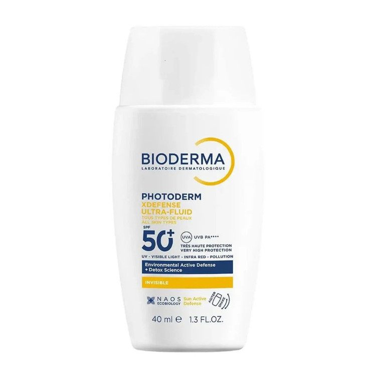 فلوئید ضد آفتاب بیرنگ دست، صورت بایودرما SPF 50 ++++PA مدل Photoderm XDefense Ultra-Invisible محافظ در برابر اشعه UVA و UVB مناسب برای انواع پوست حجم 40 میلیلیتر