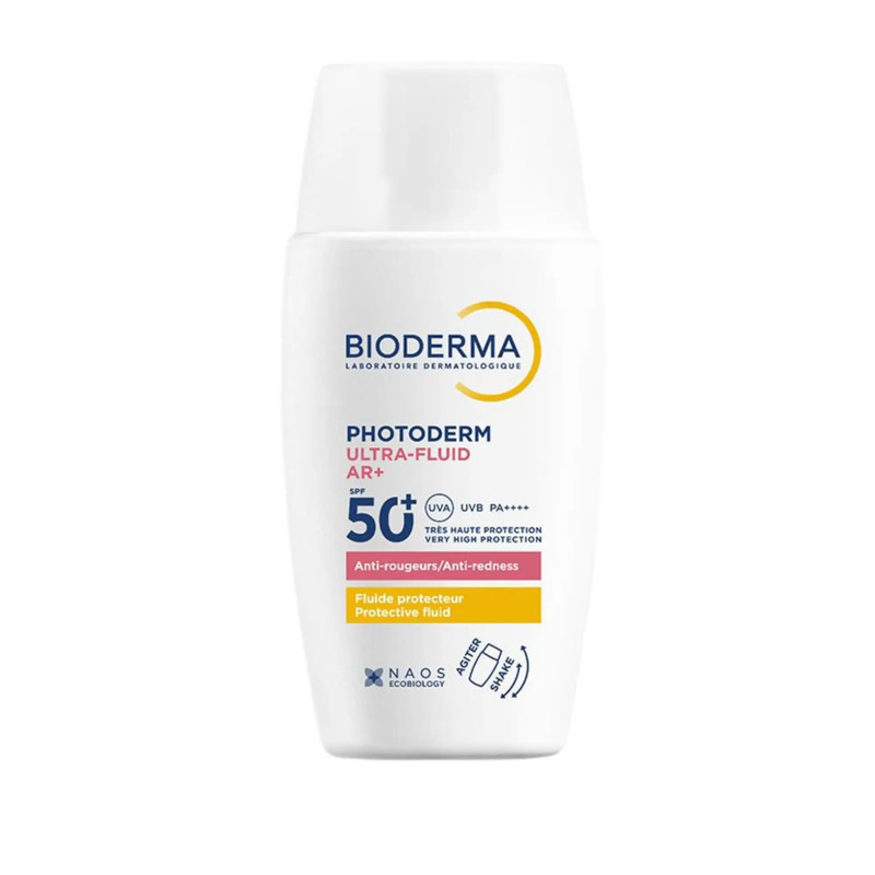 فلوئید ضد آفتاب بی‌رنگ دست، صورت بایودرما SPF 50 ++++PA مدل Photoderm Ultra-AR ‌محافظ در برابر اشعه UVA و UVB مناسب برای انواع پوست حجم 40 میلی‌لیتر