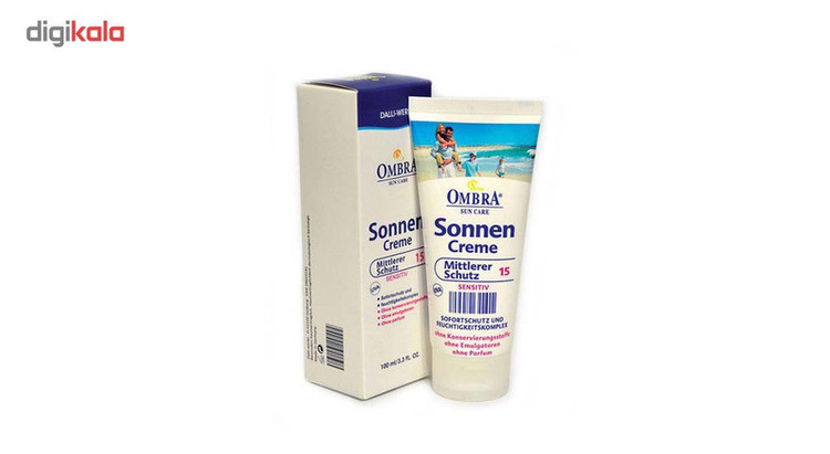 کرم ضدآفتاب بدون رنگ امبرا SPF15 مدل Sonnen مناسب پوست های حساس حجم 100 میلی لیتر