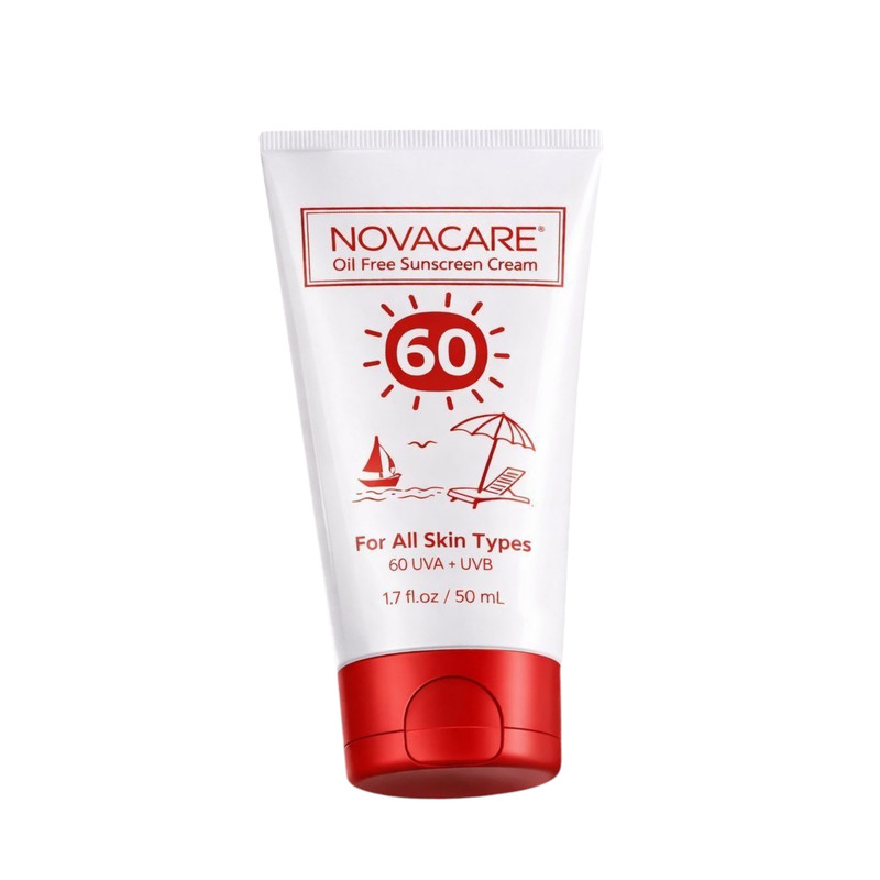کرم ضد آفتاب بی‌رنگ صورت نواکر SPF 60 مدل Nova60 ‌مناسب برای انواع پوست حجم 50 میلی‌لیتر