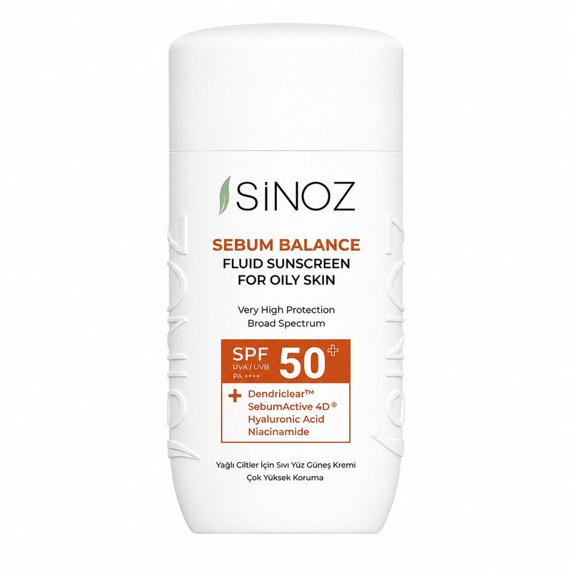 کرم ضد آفتاب بی‌رنگ صورت سینوز SPF 50+ مدل Sebum Balance محافظ در برابر اشعه UVB مناسب برای پوست‌های مختلط حجم 50 میلی‌لیتر