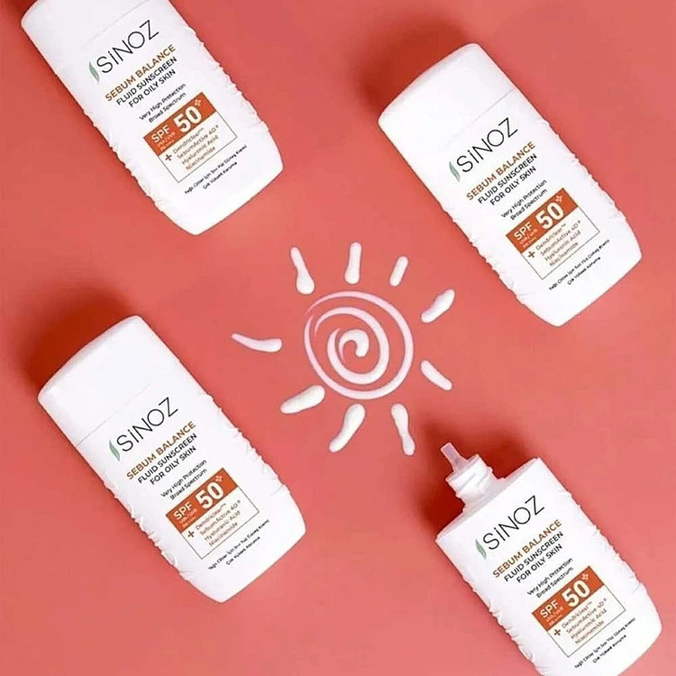 کرم ضد آفتاب بیرنگ صورت سینوز SPF 50+ مدل Sebum Balance محافظ در برابر اشعه UVB مناسب برای پوستهای مختلط حجم 50 میلیلیتر