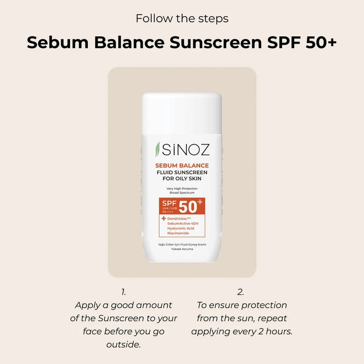 کرم ضد آفتاب بیرنگ صورت سینوز SPF 50+ مدل Sebum Balance محافظ در برابر اشعه UVB مناسب برای پوستهای مختلط حجم 50 میلیلیتر
