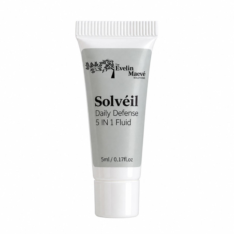 ضد آفتاب فلوئیدی بی رنگ صورت و بدن راهکارهای اولین میو PA+++ SPF 50 مدل ِdaily defense محافظ در برابر UVA,UVB مناسب برای انواع پوست حجم 5 میلی لیتر