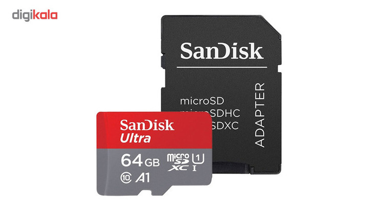 کارت حافظه microSDXC سن دیسک مدل Ultra A1 کلاس 10 استاندارد UHS-I سرعت 100MBps ظرفیت 64 گیگابایت به همراه آداپتور SD