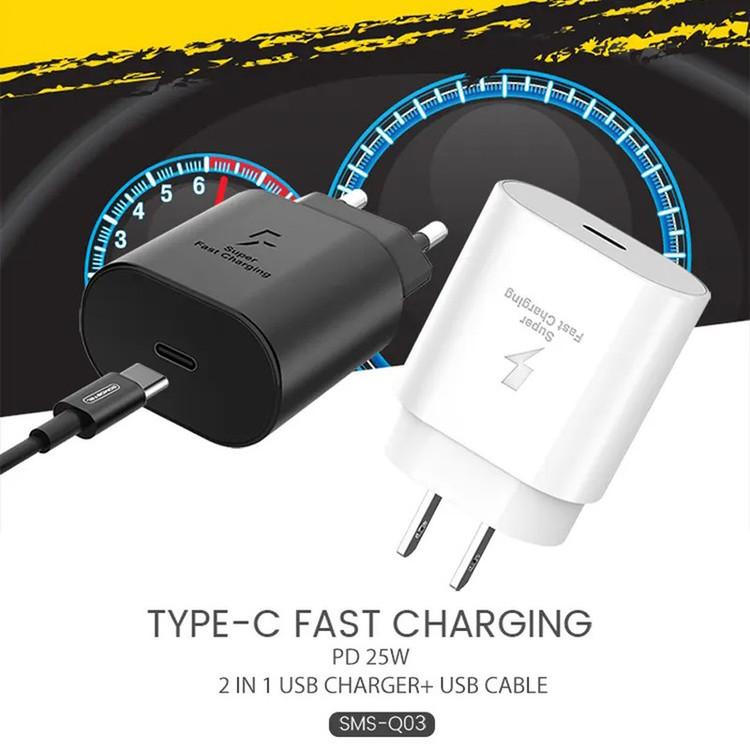 شارژر دیواری 25 وات سوموس تل مدل SAM A16 FAST Q03 به همراه کابل تبدیل USB-C
