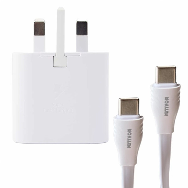 شارژر دیواری 25 وات معلم مدل Galaxy S21 fe به همراه کابل تبدیل USB-C
