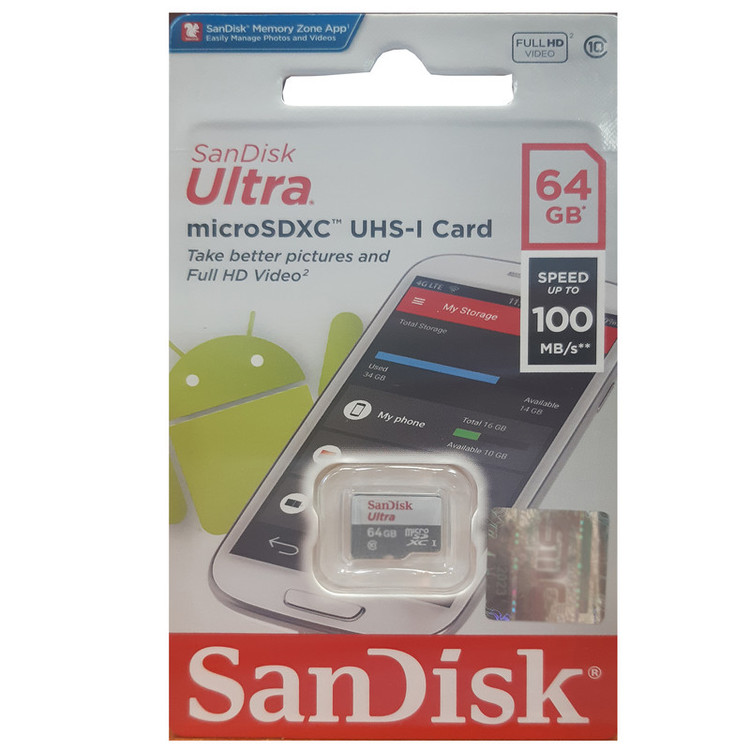 کارت حافظه microSDXC مدل Ultra کلاس 10 استاندارد UHS-I U1 سرعت 100MBps ظرفیت 64 گیگابایت