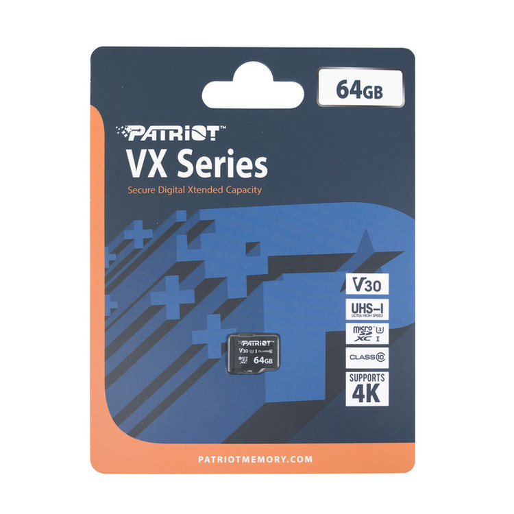 کارت حافظه microSDXC پتریوت مدل VX کلاس 10 استاندارد UHS-I U3-4Kسرعت 90MBps ظرفیت 64 گیگابایت