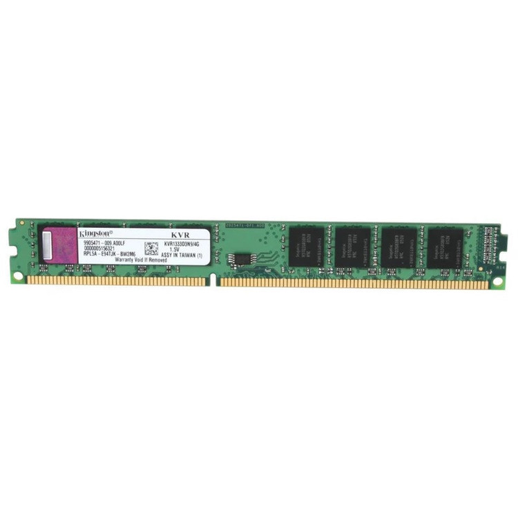 رم دسکتاپ DDR3 کینگستون مدل KVR1333D3N9/4G ظرفیت کلی 8 گیگابایت، مجموعه 2 عددی شامل ماژولهای 4 گیگابایتی، فرکانس 1333 مگاهرتز، تایمینگ CL9 و معماری تککاناله