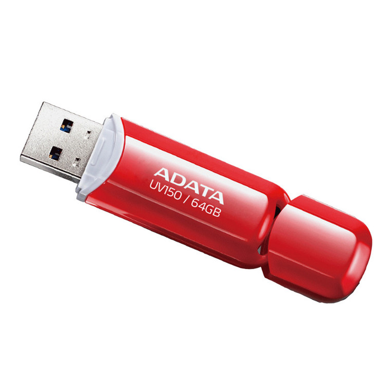 فلش مموری ای دیتا مدل UV150 ظرفیت 64 گیگابایت، رابط USB 3.2 Gen1، سرعت خواندن 90 مگابایت بر ثانیه، طراحی درپوشدار، سازگار با گوشی، تبلت، کامپیوتر و تلویزیون
