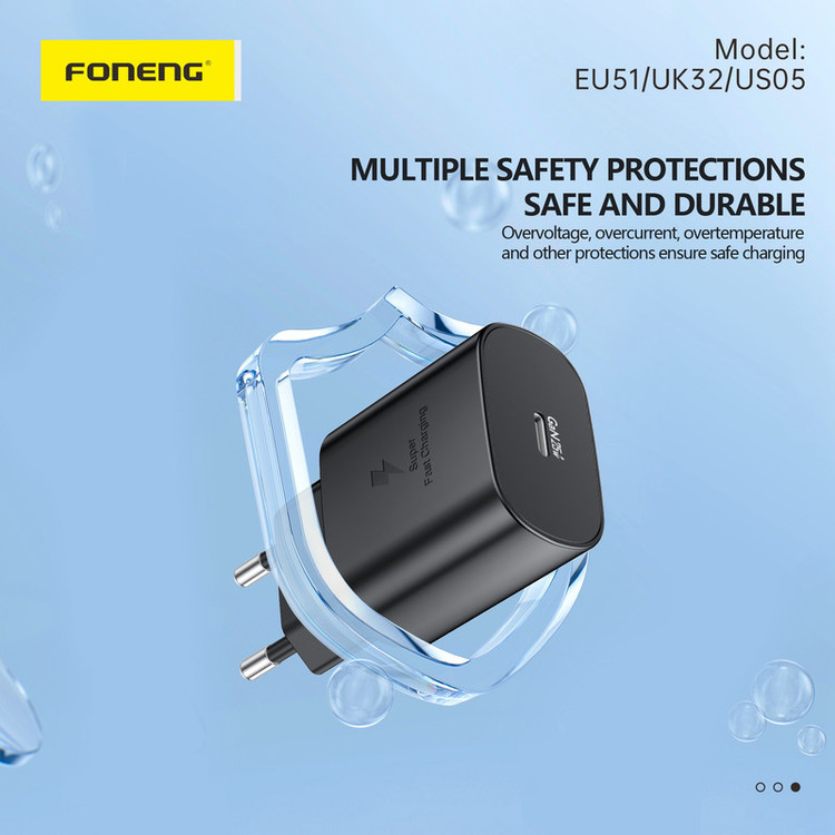 شارژر دیواری 25 وات فوننگ مدل A56 Super Fast EU به همراه کابل تبدیل USB-C