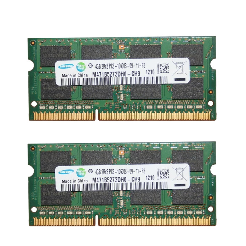 رم لپ‌تاپ سامسونگ DDR3 دو کاناله 4 گیگابایت 1333 مگاهرتز مدل 10600s بسته 2 عددی SO-DIMM