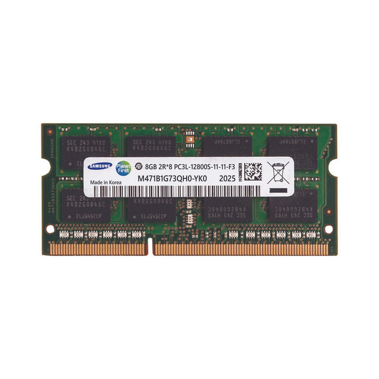 رم لپتاپ DDR3 8 گیگابایت تک کاناله سامسونگ مدل PC3L 12800S فرکانس 1600 مگاهرتز تایمینگ CL11 ولتاژ 1.35 ولت SO-DIMM