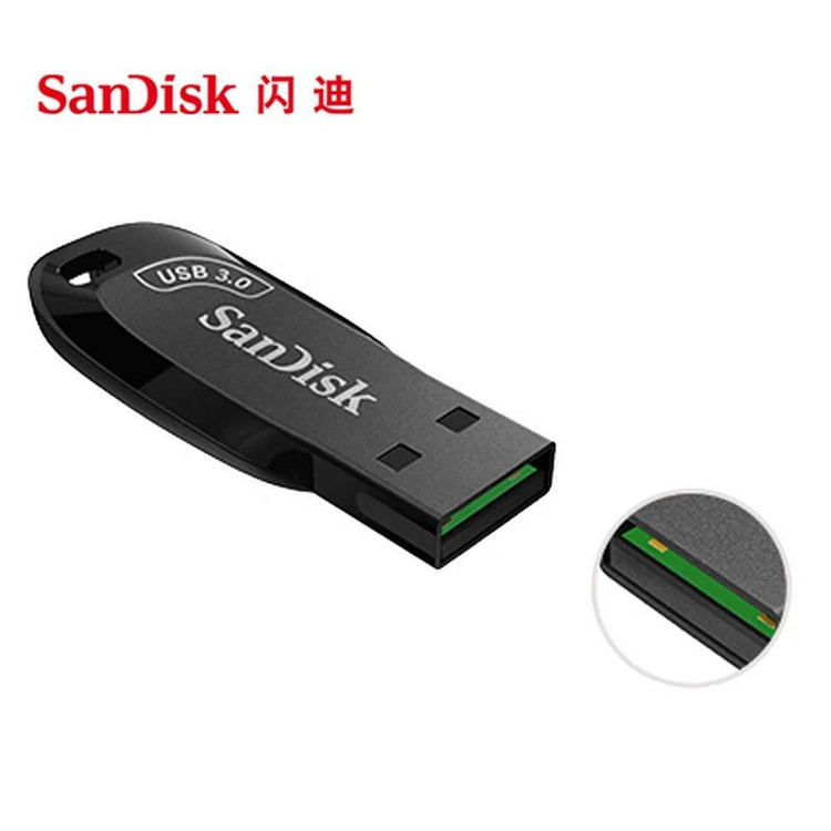 فلش مموری 64 گیگابایت سن دیسک مدل ULTRA SHIFT CZ410 با رابط USB 3.1، سرعت خواندن 100 مگابایت بر ثانیه، نرمافزار امنیتی SanDisk SecureAccess و بازیابی فایل RESCUEPRO Deluxe، مناسب ضبط خودرو و تلویزیون