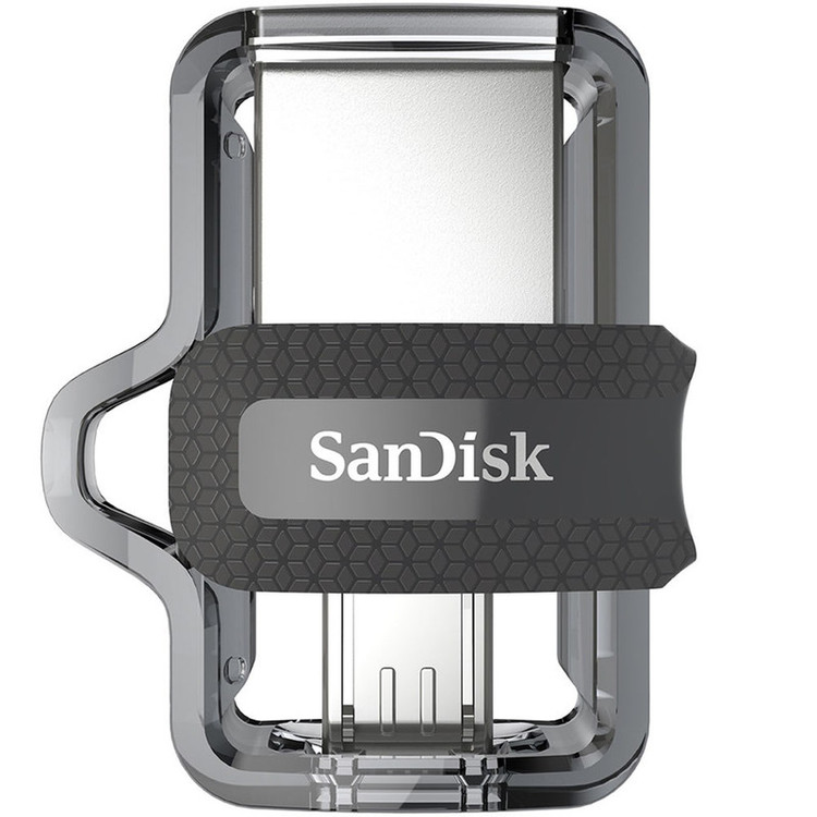 فلش مموری دوکاره سن دیسک مدل Ultra Dual Drive M3.0 ظرفیت 128 گیگابایت با رابط USB3.0 و MicroUSB، سرعت خواندن تا 150 مگابایت بر ثانیه و پشتیبانی از اپلیکیشن SanDisk Memory Zone
