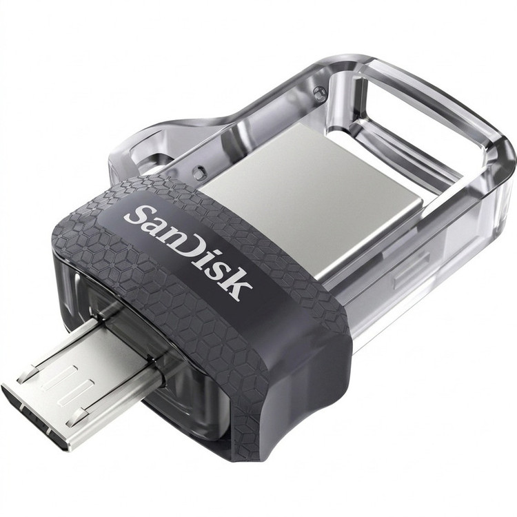 فلش مموری دوکاره سن دیسک مدل Ultra Dual Drive M3.0 ظرفیت 128 گیگابایت با رابط USB3.0 و MicroUSB، سرعت خواندن تا 150 مگابایت بر ثانیه و پشتیبانی از اپلیکیشن SanDisk Memory Zone