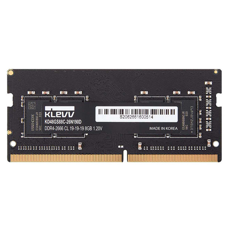 رم لپ‌تاپ کِلِو مدل KD48GS880-26N190A ظرفیت 8 گیگابایت DDR4 تک کاناله فرکانس 2666 مگاهرتز تایمینگ CL22 ولتاژ کاری 1.2 ولت نوع ماژول SO-DIMM