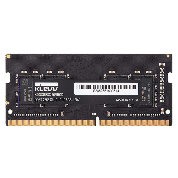 رم لپتاپ کِلِو مدل KD48GS880-26N190A ظرفیت 8 گیگابایت DDR4 تک کاناله فرکانس 2666 مگاهرتز تایمینگ CL22 ولتاژ کاری 1.2 ولت نوع ماژول SO-DIMM