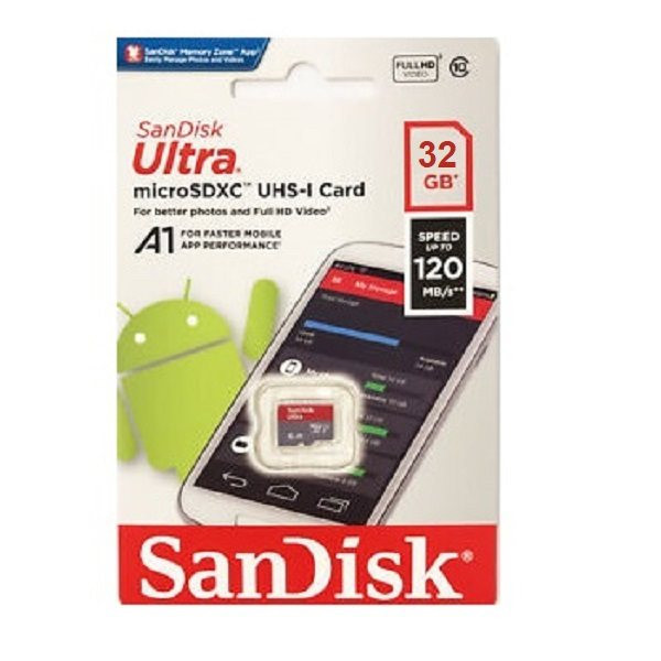 کارت حافظه سن دیسک مدل Ultra A1 کلاس 10 استاندارد UHS-I سرعت 120MBps ظرفیت 32 گیگابایت