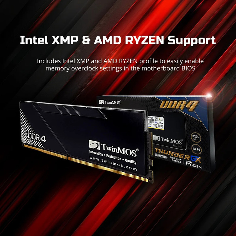 رم کامپیوتر DDR4 تک کاناله 8 گیگابایت تویین موس مدل THUNDERGX فرکانس 3200 مگاهرتز تایمینگ CL16 نوع U-DIMM مناسب دسکتاپ