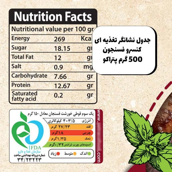 کنسرو قورمه سبز و قیمه و فسنجان پتراکو -500 گرم مجموعه 6 عددی