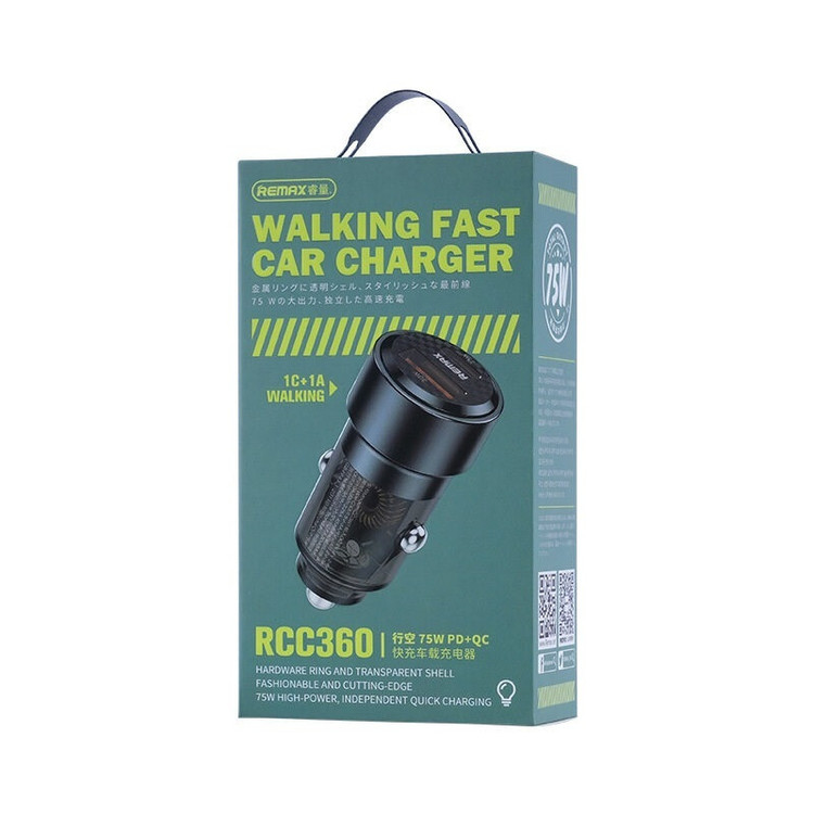 شارژر فندکی 75 وات دو پورت ریمکس مدل RCC 360