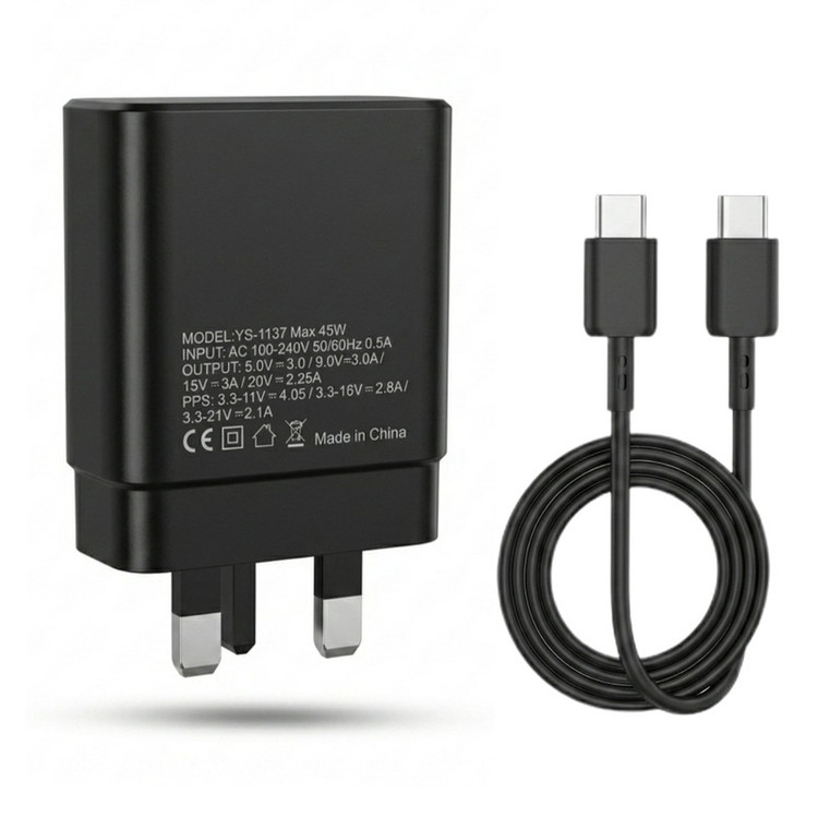 شارژر دیواری 45 وات یس پلاس مدل SUPER FAST 45W به همراه کابل USB-C به طول 1 متر