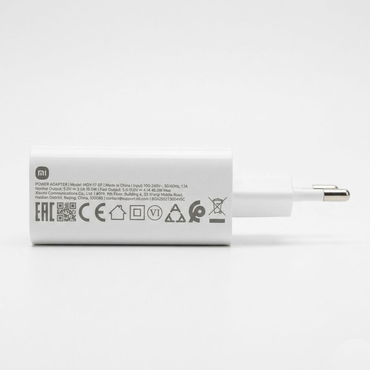 شارژر دیواری 45 وات مدل MDY-17-EF به همراه کابل تبدیل USB به USB-C