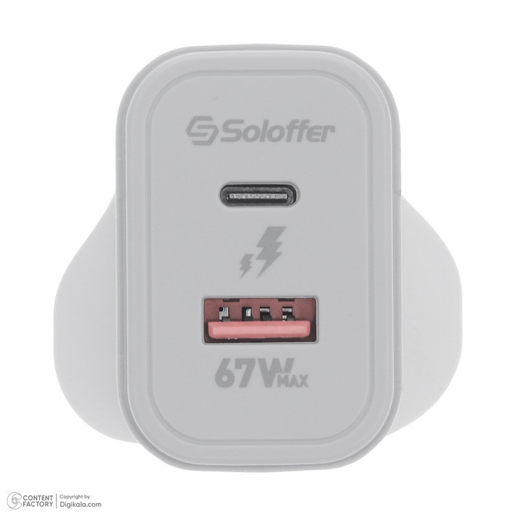 شارژر دیواری 67 وات دو پورت سولوفر مدل TC-71UK به همراه کابل USB-C