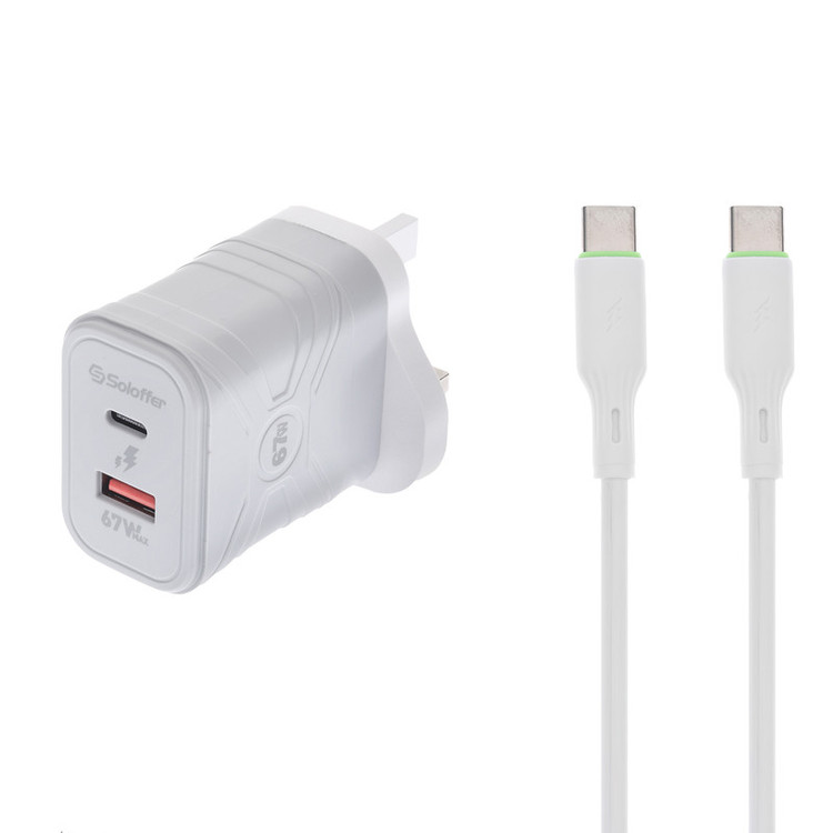 شارژر دیواری 67 وات دو پورت سولوفر مدل TC-71UK به همراه کابل USB-C