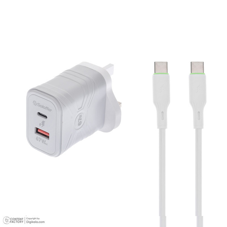 شارژر دیواری 67 وات دو پورت سولوفر مدل TC-71UK به همراه کابل USB-C