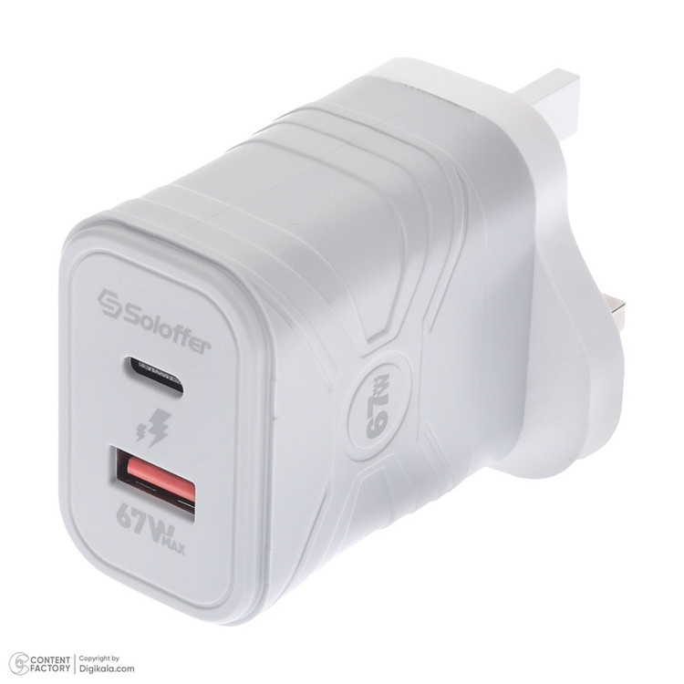 شارژر دیواری 67 وات دو پورت سولوفر مدل TC-71UK به همراه کابل USB-C