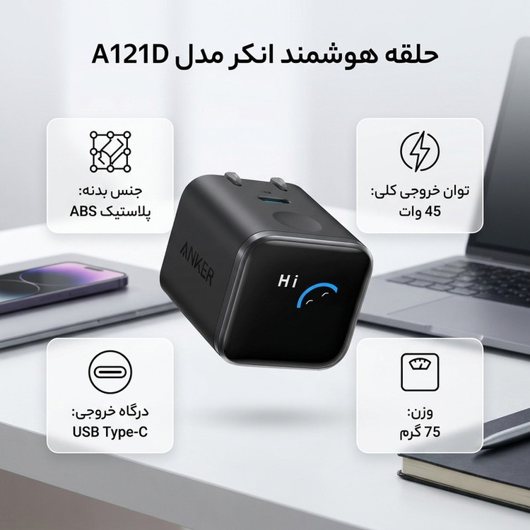 شارژر دیواری 45 وات انکر مدل A121D