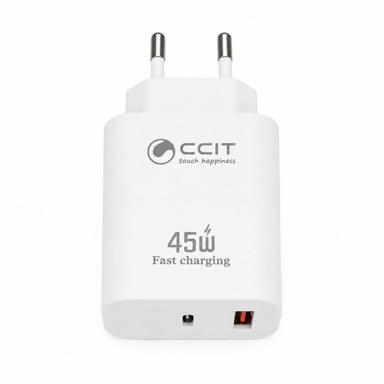 شارژر دیواری 45 وات 2 پورت سی سی آی تی مدل AP-C45 به همراه کابل تبدیل USB به USB-C